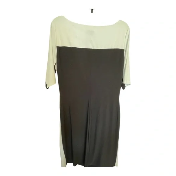 Anne Klein Cream and black Ruched Sheath Midi Dress - Picture 3 of 3